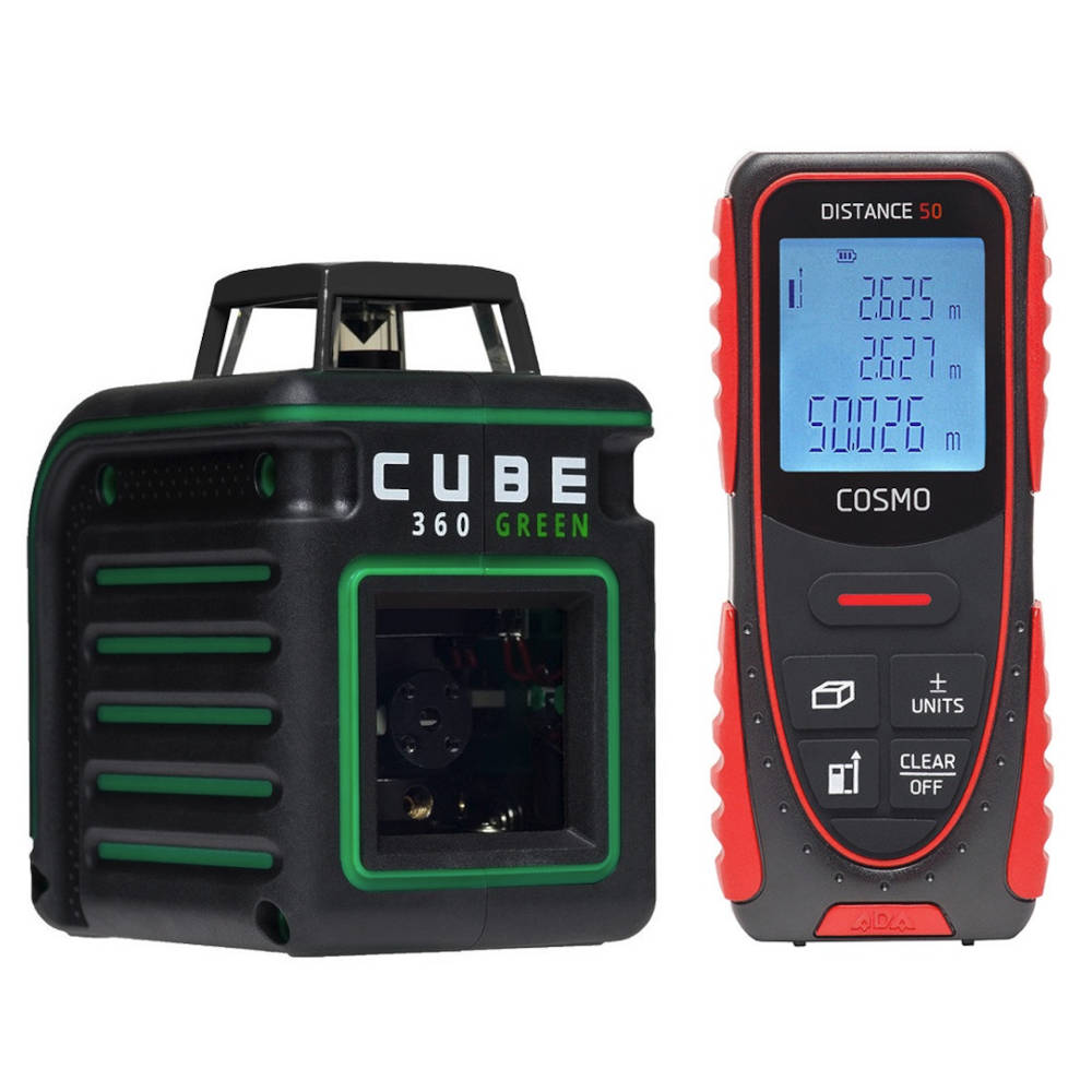 Лазерный уровень ADA CUBE 360 GREEN Basic Edition + Лазерный дальномер ADA Cosmo 50 — Фото 5
